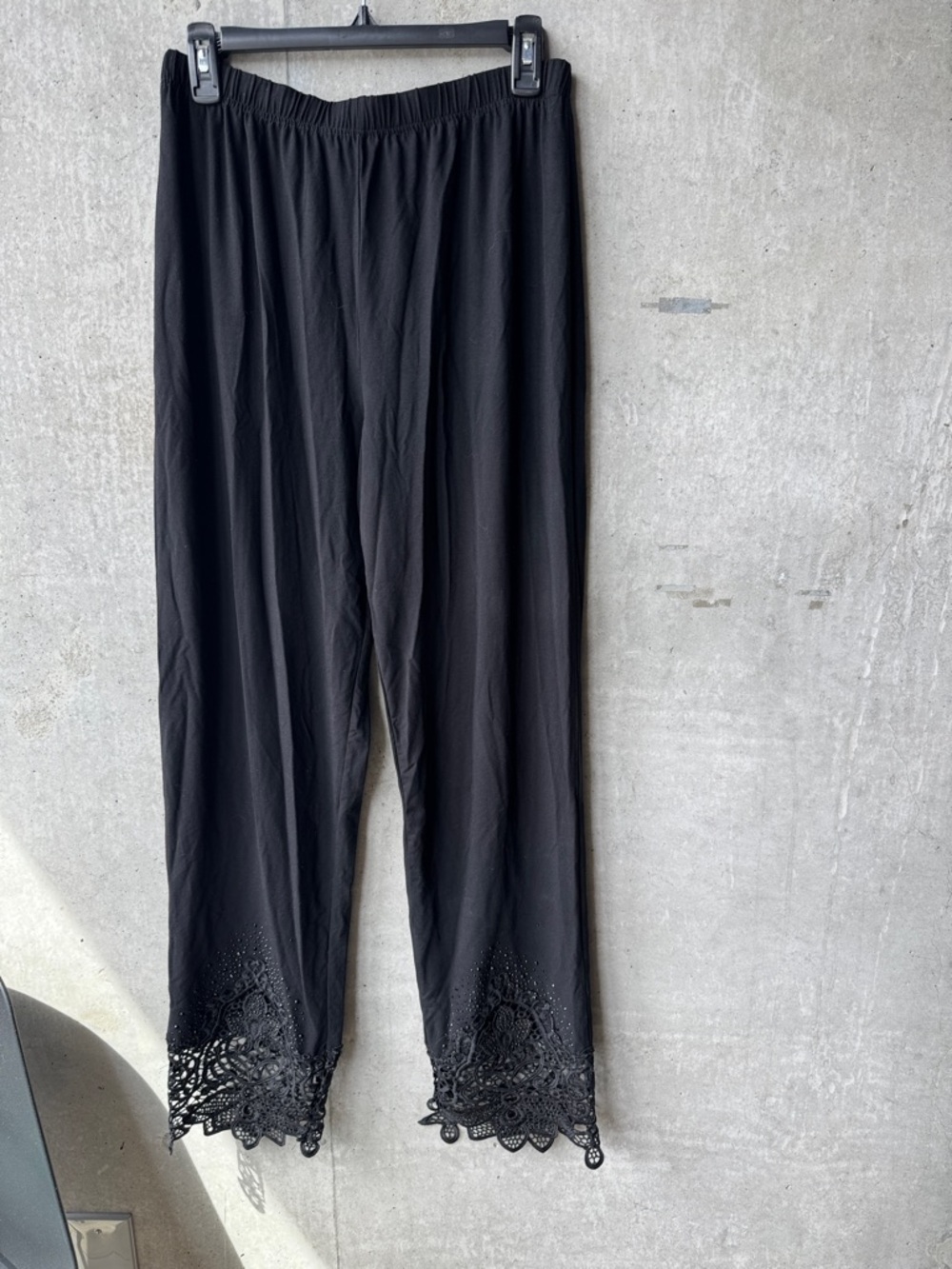 Gardy Black Lace Trim Wide Leg Pants
